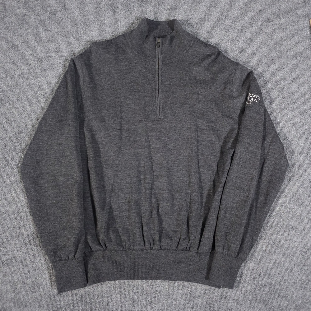 Footjoy Sweater Mens M‎ Black Wool Golf 1/4 Zip Long Sleeve Lined Embroidered